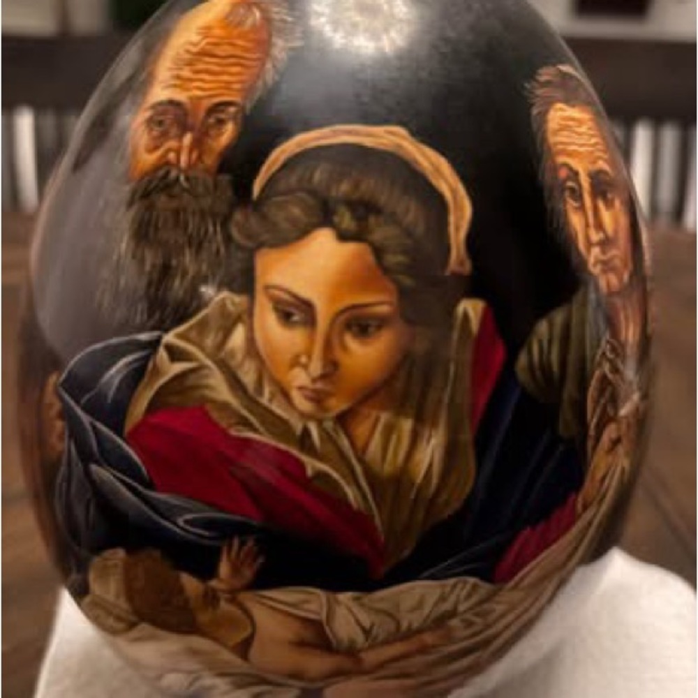 Handcrafted Decorative Egg with Religious Artwork